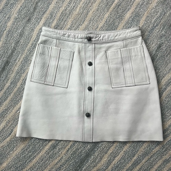Aje White Shrimpton 100% Genuine Leather Skirt Size US 4 - Picture 3 of 4